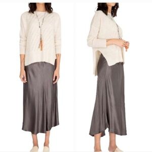 Johnny Was Gray Satin Long Skirt